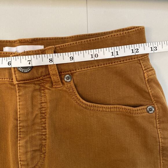 NWOT LOFT High Waist Skinny Jeans in Mustard w Frayed Ends Pockets Stretch Sz 24 - Picture 10 of 13